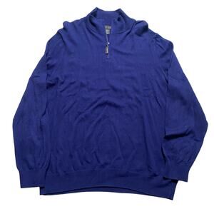 Christian Lacroix Cotton Cashmere 1/4 Zip Sweater Royal Blue Long Sleeve Mens XL